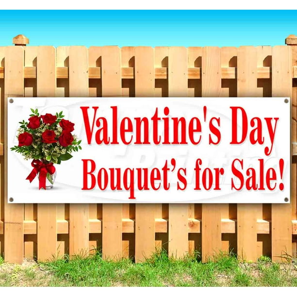 Heavy-Duty Vinyl Single-Sided with Metal Grommets Valentine's Day Roses Offer 13 oz Banner Non-Fabric 
